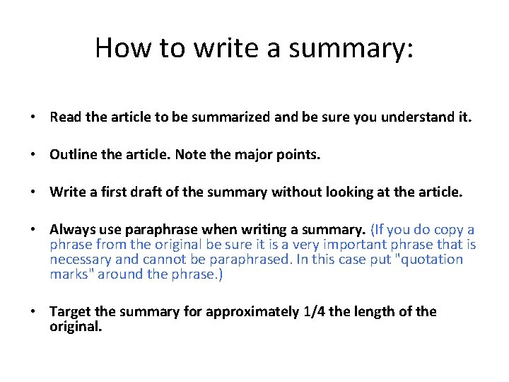 how to start a summary of an article